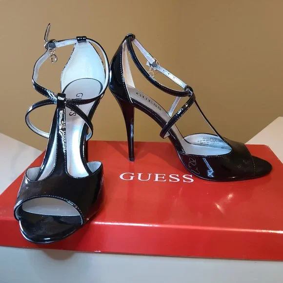 "GUESS" STILETTO STRAPPY SANDALS - Picture 1 of 7